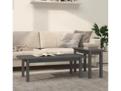 Conjunto de 2 Mesas de Centro | Mesa de apoio pinho maciço cinzento