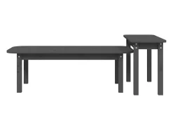 Conjunto de 2 Mesas de Centro | Mesa de apoio pinho maciço cinzento
