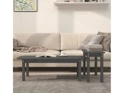 Conjunto de 2 Mesas de Centro | Mesa de apoio pinho maciço cinzento