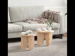 Conjunto de 2 Mesas de Centro | Mesa de apoio Natural 39.5x39.5x30 cm