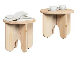 Conjunto de 2 Mesas de Centro | Mesa de apoio Natural 39.5x39.5x30 cm