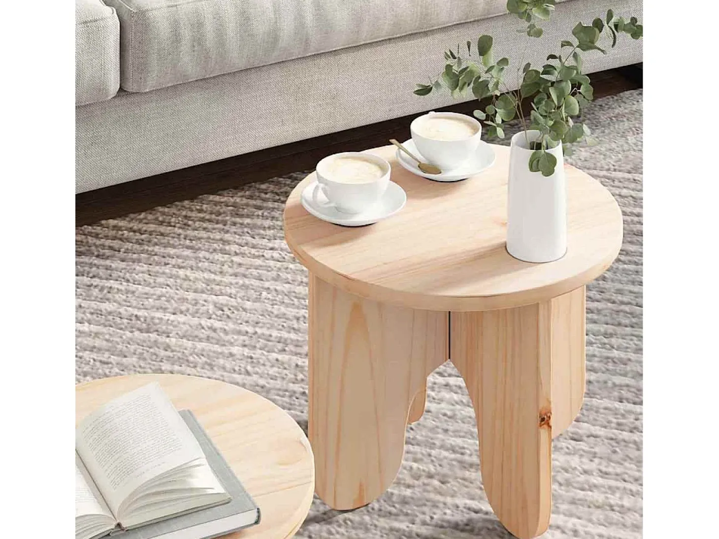 Conjunto de 2 Mesas de Centro | Mesa de apoio Natural 39.5x39.5x30 cm