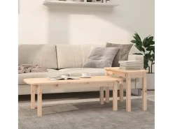 Conjunto de 2 Mesas de Centro | Mesa de apoio madeira de pinho maciça
