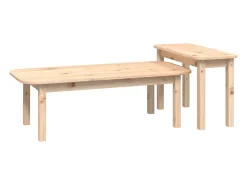Conjunto de 2 Mesas de Centro | Mesa de apoio madeira de pinho maciça