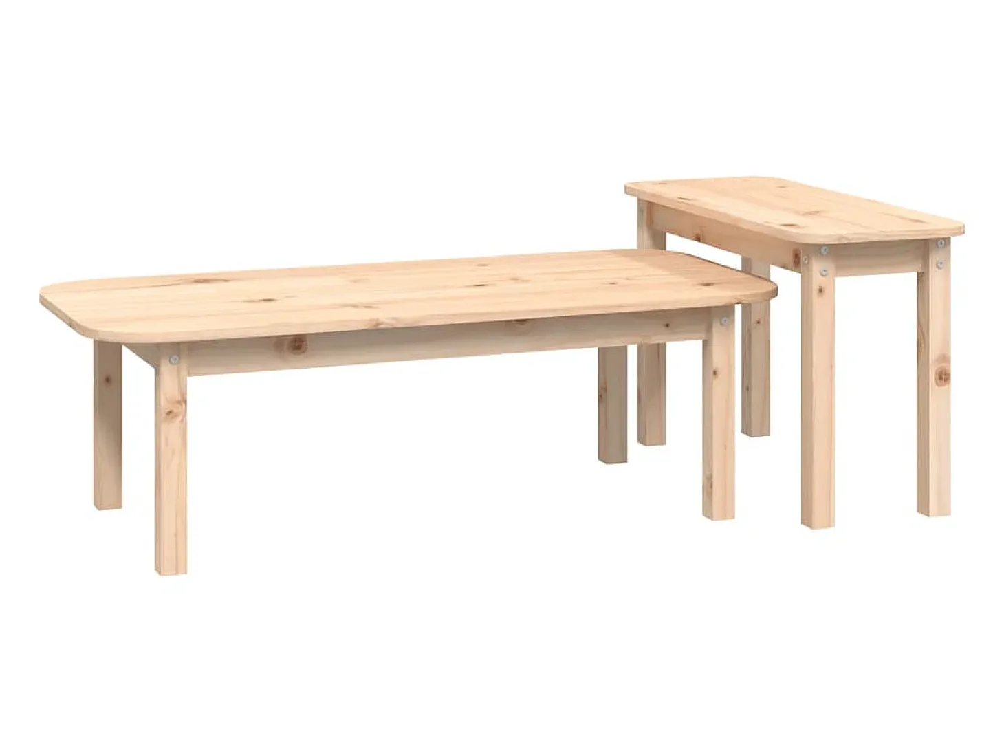 Conjunto de 2 Mesas de Centro | Mesa de apoio madeira de pinho maciça
