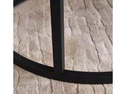 Conjunto de 2 mesas de centro encaixáveis - mármore branco e metal preto, mesa lateral moderna e redonda para sala de estar e quarto