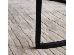 Conjunto de 2 mesas de centro encaixáveis - mármore branco e metal preto, mesa lateral moderna e redonda para sala de estar e quarto