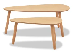 Conjunto de 2 Mesas de Centro | Mesa de apoio pinho maciço castanho