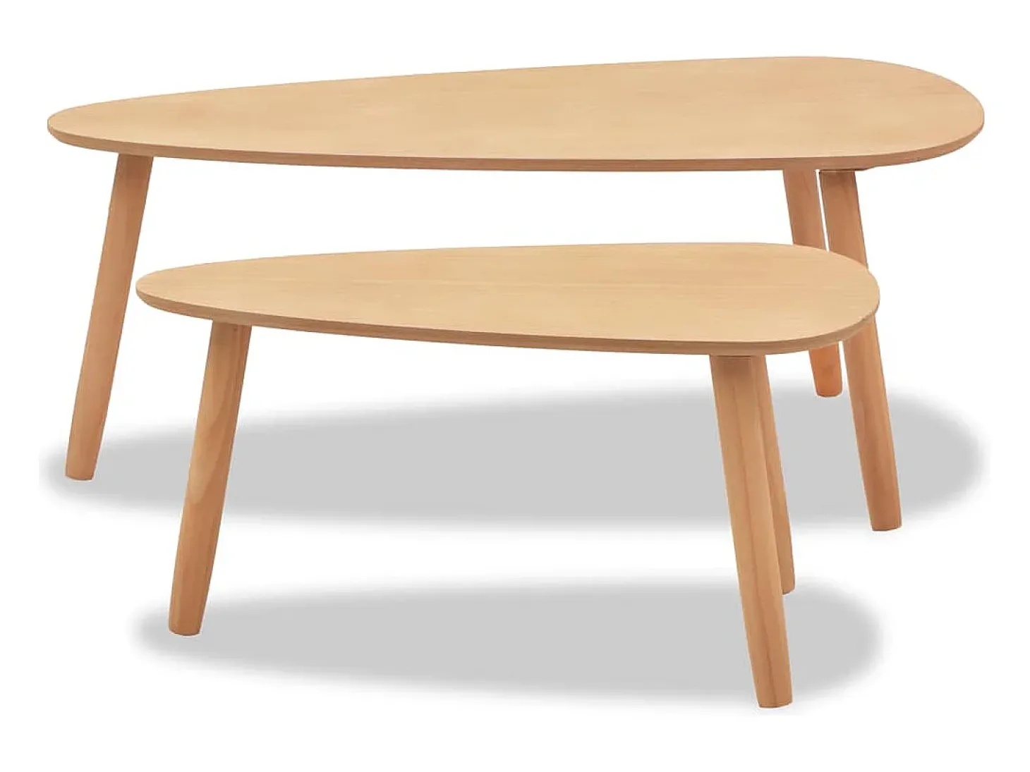 Conjunto de 2 Mesas de Centro | Mesa de apoio pinho maciço castanho