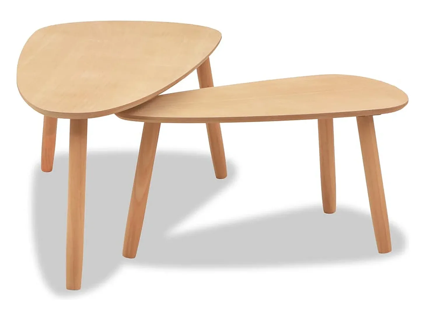 Conjunto de 2 Mesas de Centro | Mesa de apoio pinho maciço castanho
