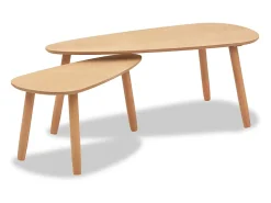 Conjunto de 2 Mesas de Centro | Mesa de apoio pinho maciço castanho