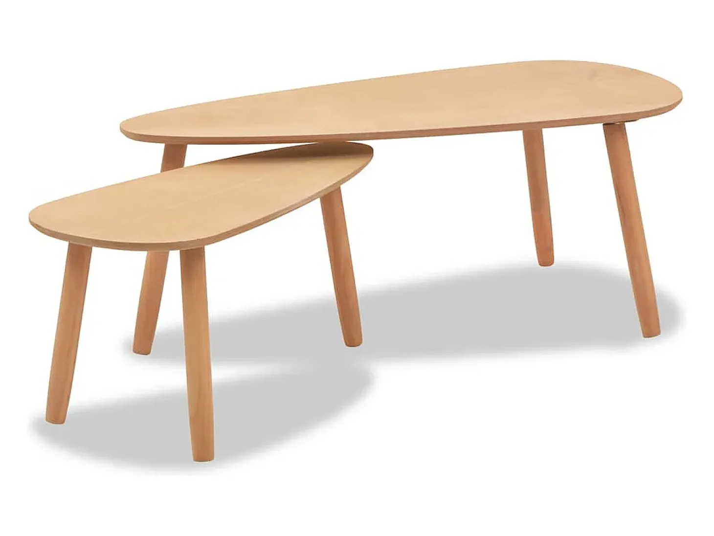 Conjunto de 2 Mesas de Centro | Mesa de apoio pinho maciço castanho