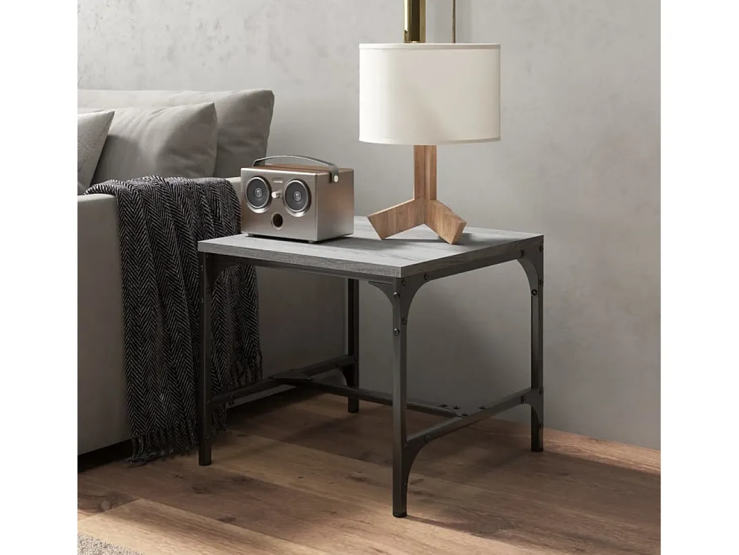 Conjunto de 2 Mesas de Centro | Mesa de apoio | Mesa de café 40x40x35 cm deriv. madeira cinzento sonoma