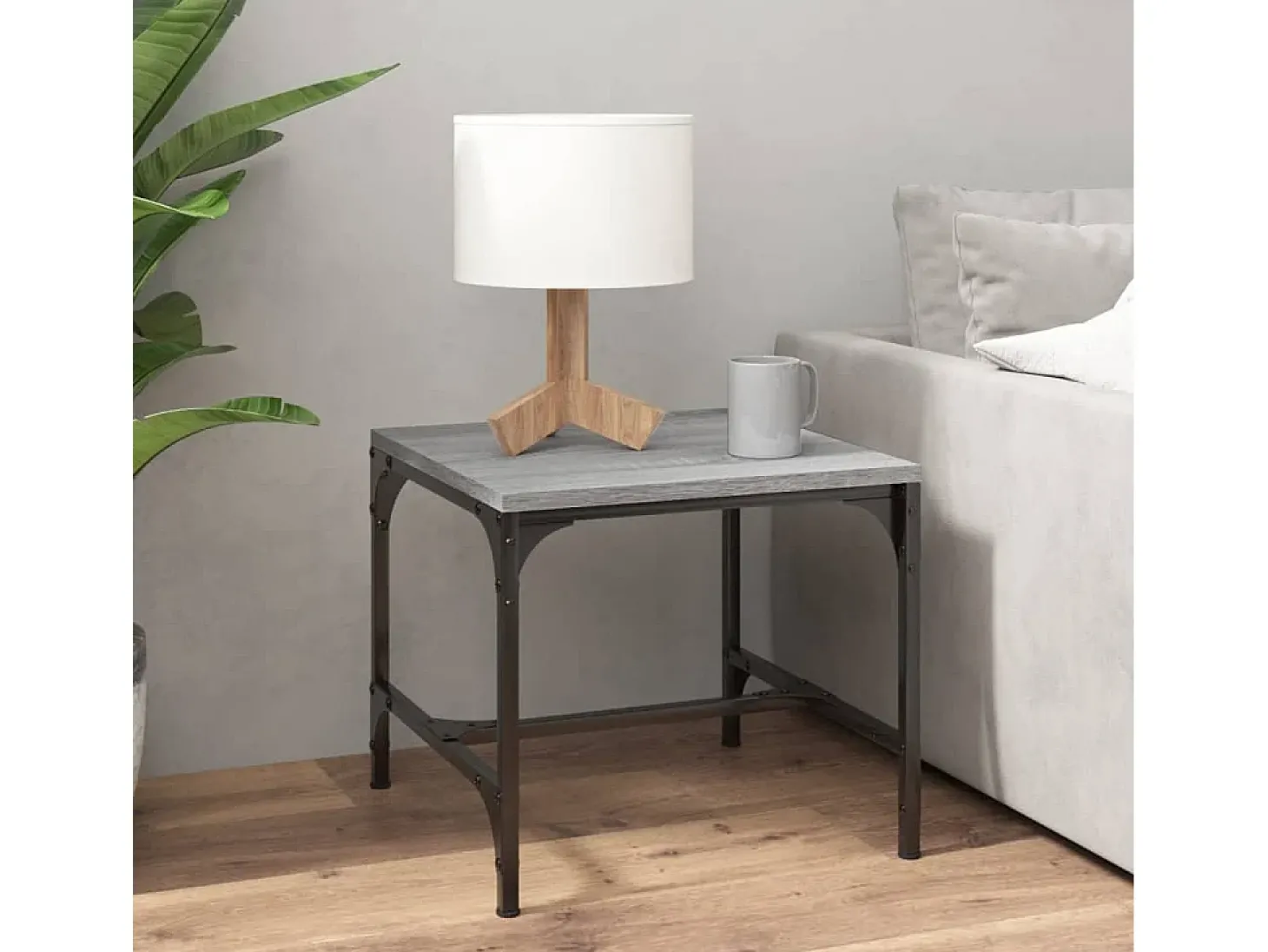 Conjunto de 2 Mesas de Centro | Mesa de apoio | Mesa de café 40x40x35 cm deriv. madeira cinzento sonoma