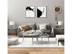 Conjunto de 2 Mesas de Centro | Mesa de apoio | Mesa de café 40x40x35 cm deriv. madeira cinzento sonoma