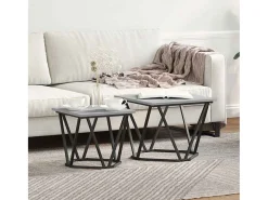 Conjunto de 2 Mesas de Centro | Mesa de apoio | Mesa de café Sonoma cinzento