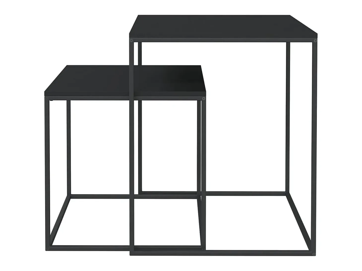 Conjunto de 2 Mesas de Centro | Mesa de apoio derivados de madeira e metal