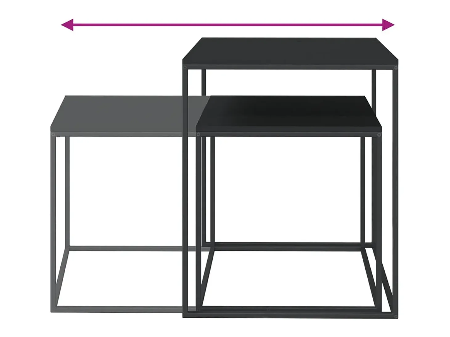 Conjunto de 2 Mesas de Centro | Mesa de apoio derivados de madeira e metal