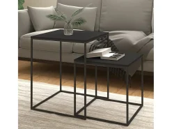 Conjunto de 2 Mesas de Centro | Mesa de apoio derivados de madeira e metal