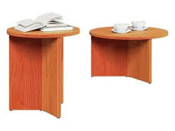 Conjunto de 2 Mesas de Centro | Mesa de apoio Castanho-mel 49x49x28 cm