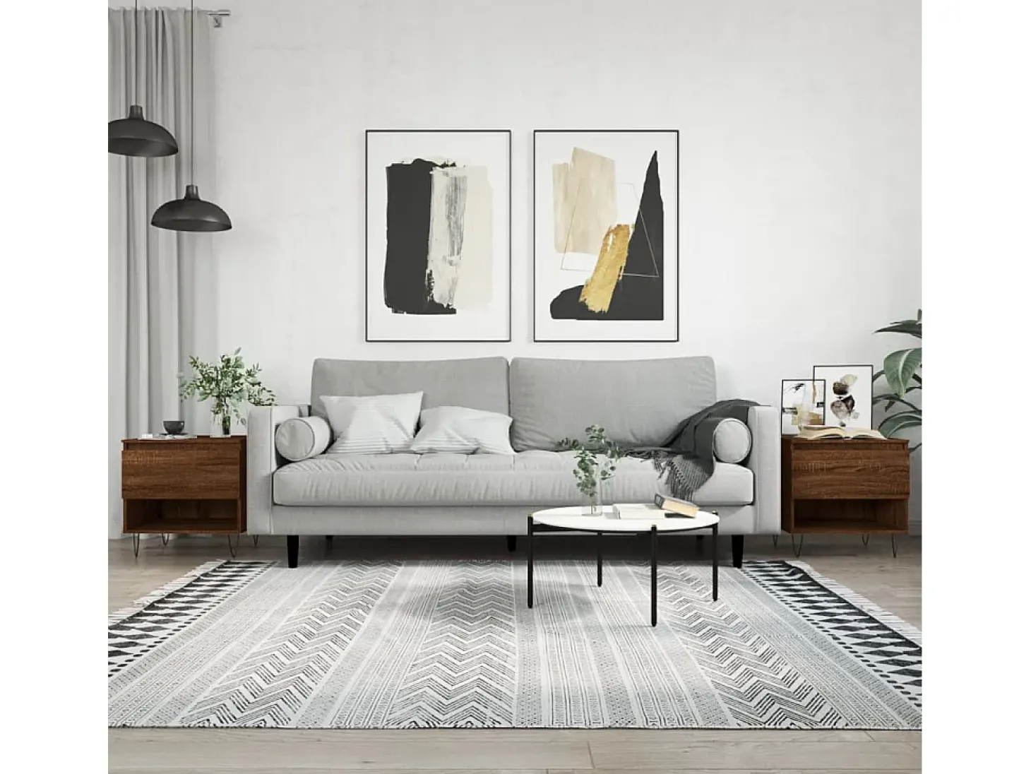 Conjunto de 2 Mesas de Centro | Mesa de apoio | Mesa de café 50x46x50 cm deriv. madeira carvalho castanho