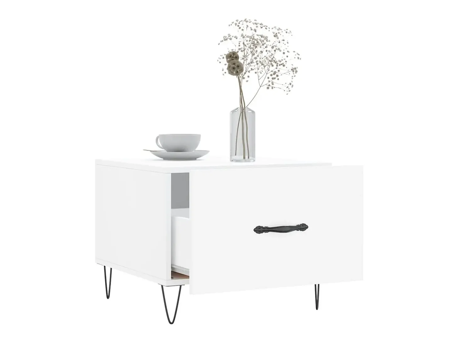 Conjunto de 2 Mesas de Centro | Mesa de apoio | Mesa de café 50x50x40 cm madeira processada branco