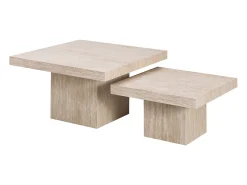 Conjunto de 2 mesas de centro - Efeito travertino bege - LILI
