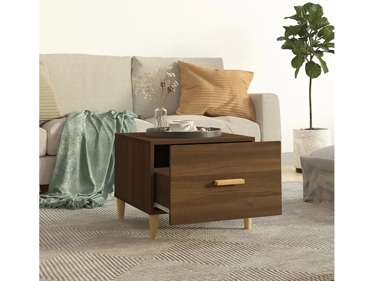 Conjunto de 2 Mesas de Centro | Mesa de apoio 50x50x40 cm madeira proc. carvalho castanho