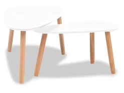 Conjunto de 2 Mesas de Centro | Mesa de apoio pinho maciço branco