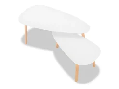 Conjunto de 2 Mesas de Centro | Mesa de apoio pinho maciço branco