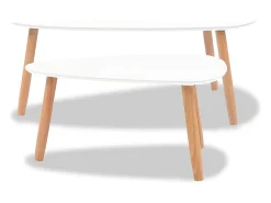 Conjunto de 2 Mesas de Centro | Mesa de apoio pinho maciço branco