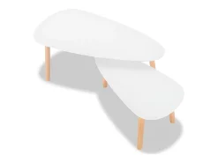 Conjunto de 2 Mesas de Centro | Mesa de apoio pinho maciço branco