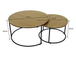 Conjunto de 2 mesas de centro encaixáveis "Wen" - Castanho