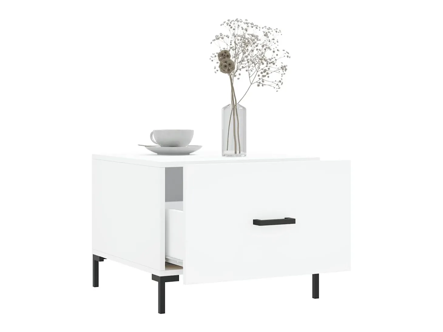 Conjunto de 2 Mesas de Centro | Mesa de apoio | Mesa de café 50x50x40 cm madeira processada branco