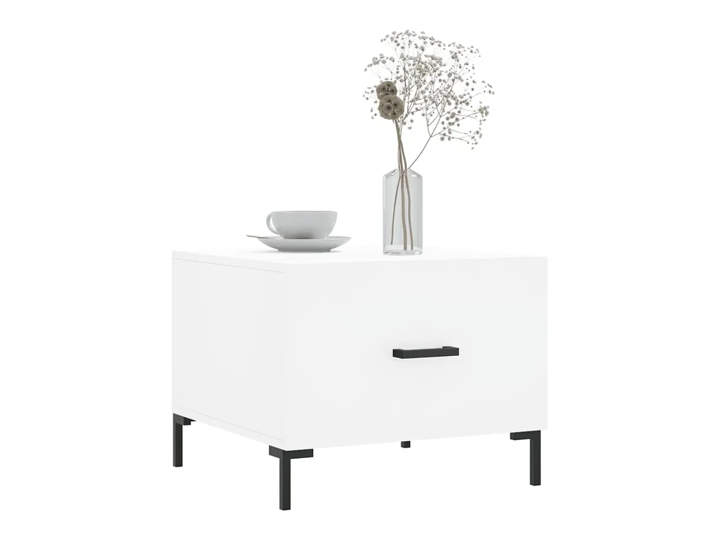 Conjunto de 2 Mesas de Centro | Mesa de apoio | Mesa de café 50x50x40 cm madeira processada branco