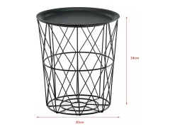 Conjunto de 3 mesas de encaixe mesa de centro/mesa de estar em metal com tampo removível 40x40x44 cm preta 03_0006057