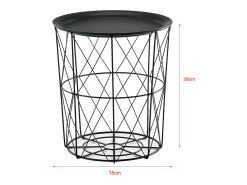 Conjunto de 3 mesas de encaixe mesa de centro/mesa de estar em metal com tampo removível 40x40x44 cm preta 03_0006057