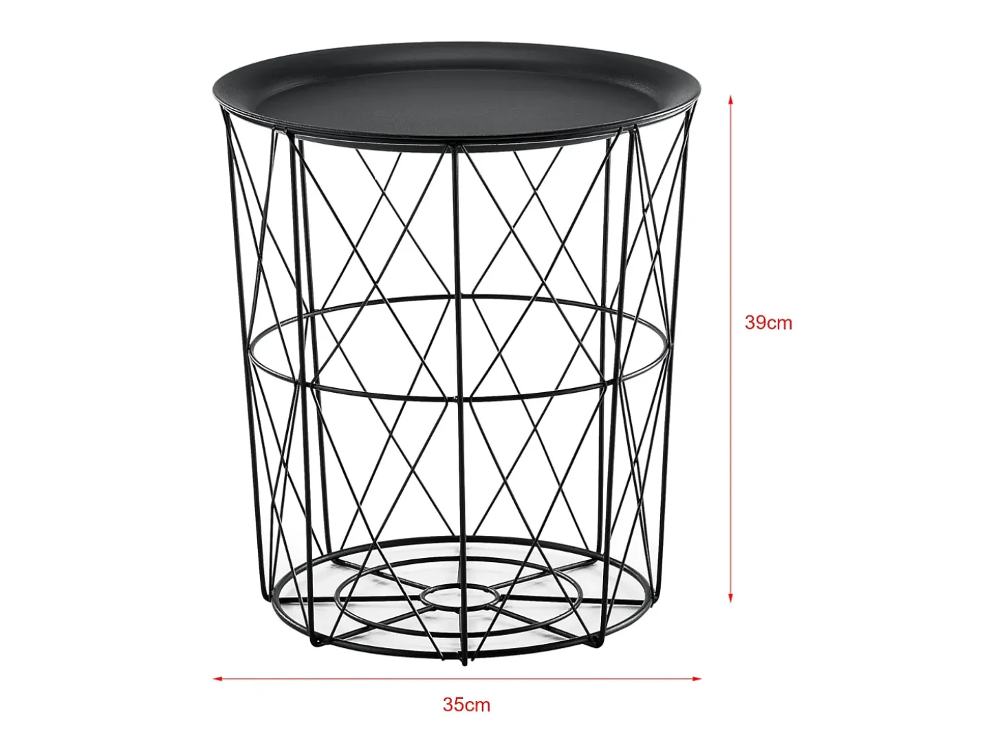 Conjunto de 3 mesas de encaixe mesa de centro/mesa de estar em metal com tampo removível 40x40x44 cm preta 03_0006057