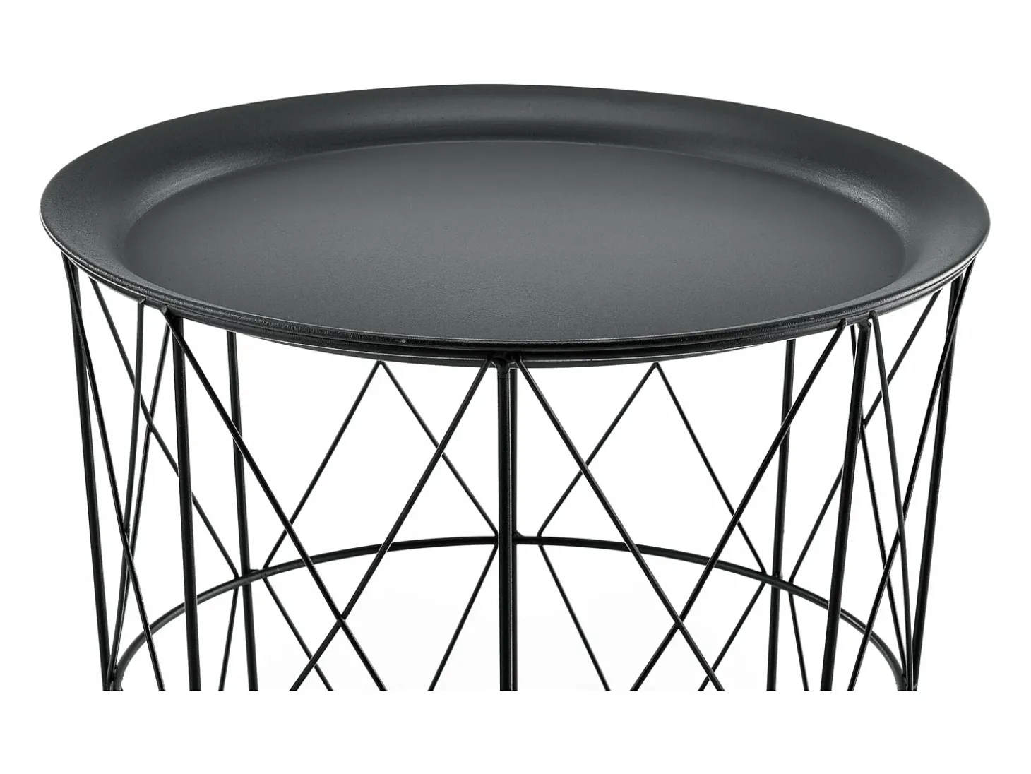 Conjunto de 3 mesas de encaixe mesa de centro/mesa de estar em metal com tampo removível 40x40x44 cm preta 03_0006057
