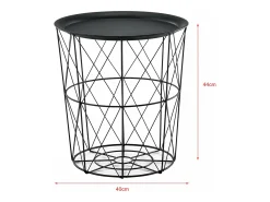 Conjunto de 3 mesas de encaixe mesa de centro/mesa de estar em metal com tampo removível 40x40x44 cm preta 03_0006057