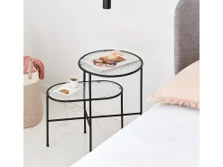 Conjunto de 2 mesas de sala pretas 60x40 cm