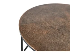 Conjunto de 2 mesas em metal e couro