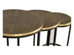 Conjunto de 3 mesas plateau bronze et piètement métal