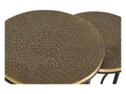 Conjunto de 3 mesas plateau bronze et piètement métal