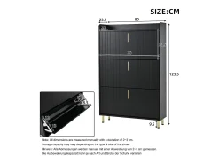 Conjunto de 2 móveis para sapatos 160x23,5x123,5 cm - 6 portas - 12 compartimentos - Altura ajustável - MDF - Preto