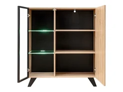 Conjunto de 4 móveis para sala de estar coleção NIELSEN. Cores carvalho e preto.