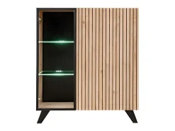 Conjunto de 4 móveis para sala de estar coleção NIELSEN. Cores carvalho e preto.