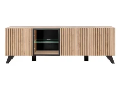 Conjunto de 4 móveis para sala de estar coleção NIELSEN. Cores carvalho e preto.