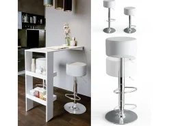 Conjunto de 2 peças de banco de bar branco 33x33x92