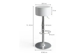Conjunto de 2 peças de banco de bar branco 33x33x92